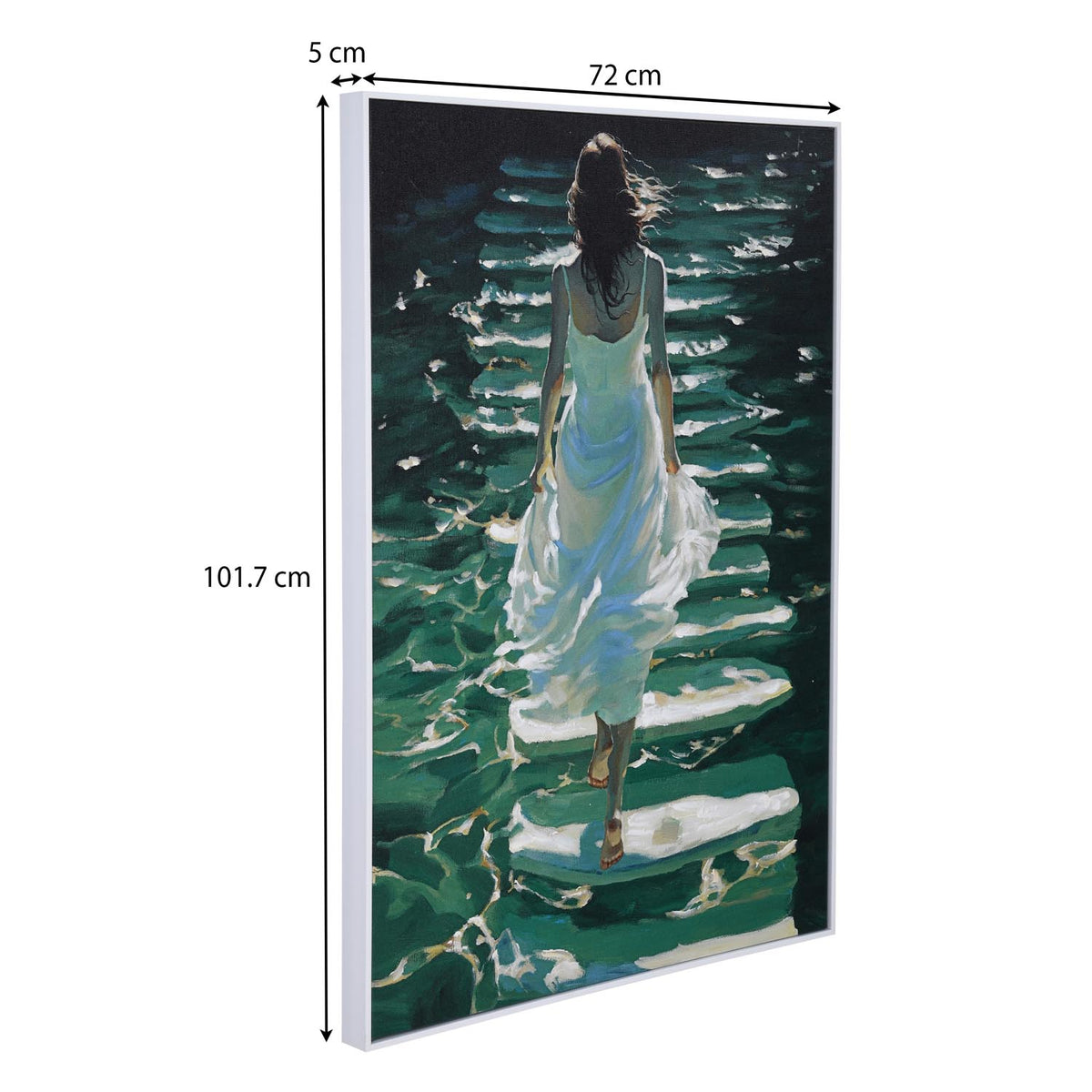 Walking Girl Canvas Painting- Multicolor
