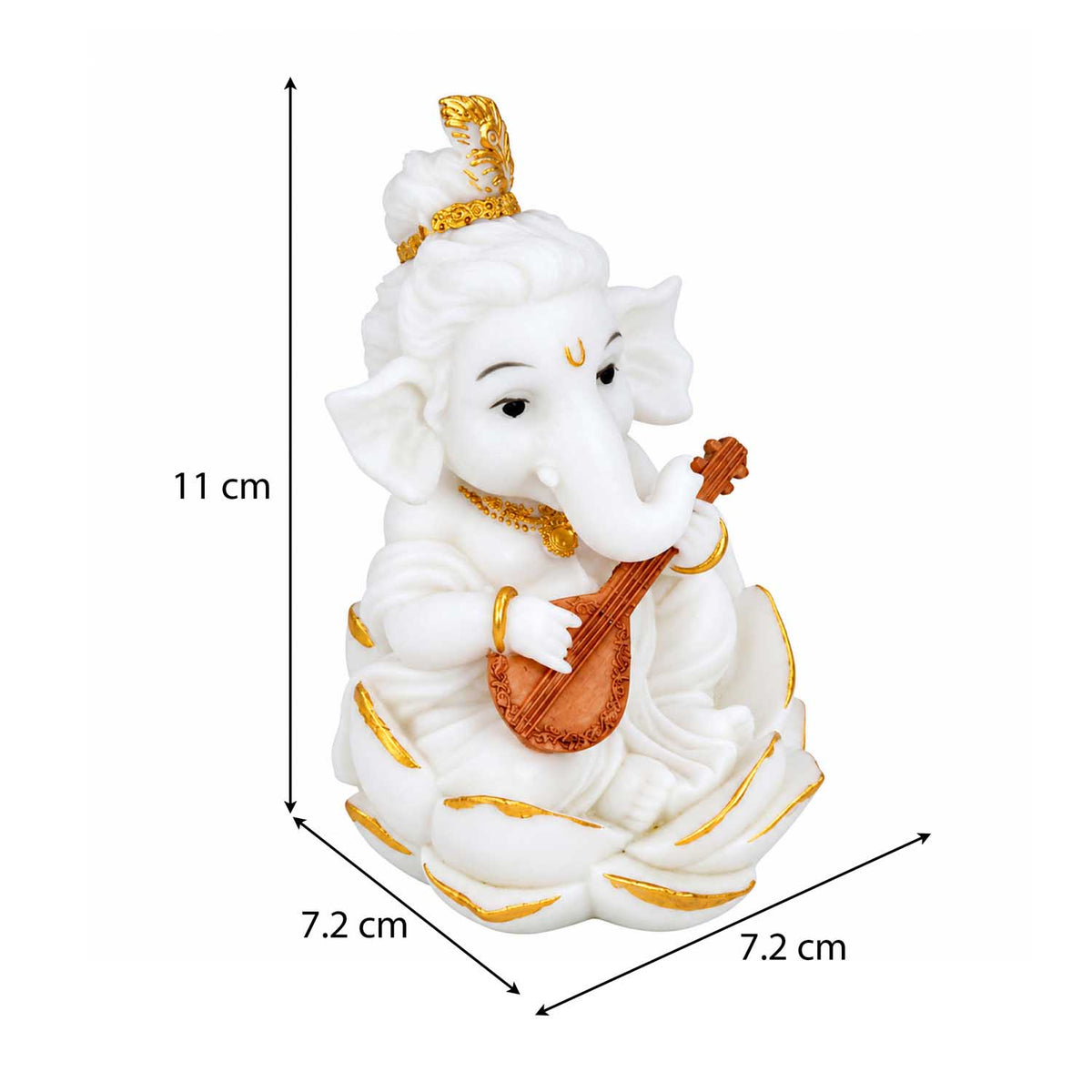 Vandanam Decorative Ganesha Veena Showpiece- White & Gold