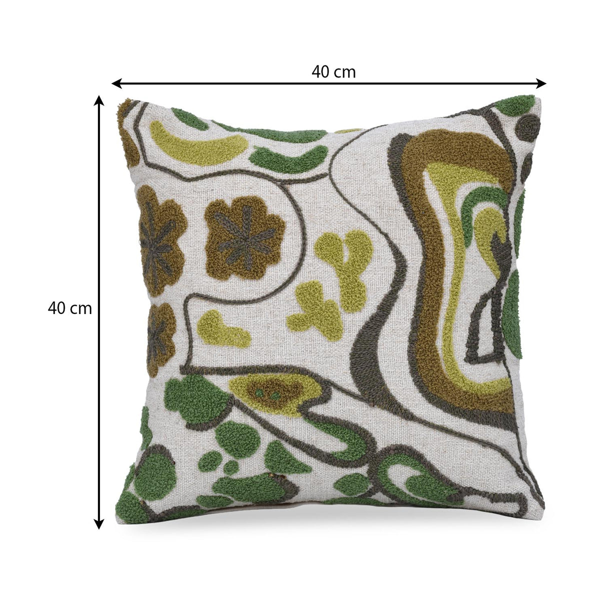 Garden Glow Embroidered 16" x 16" Cushion Cover- Green