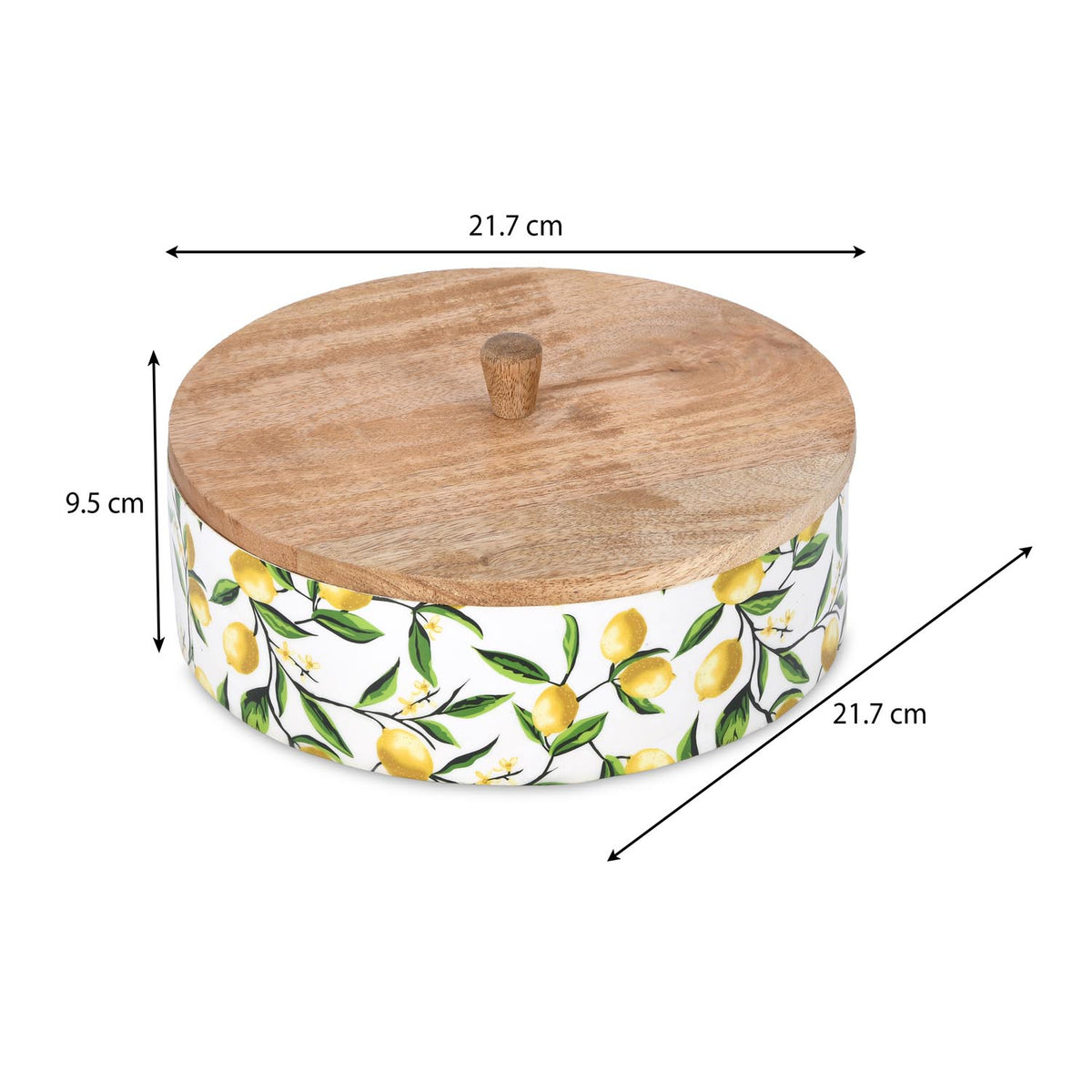 Wooden Round Casserole With Lid- Yellow