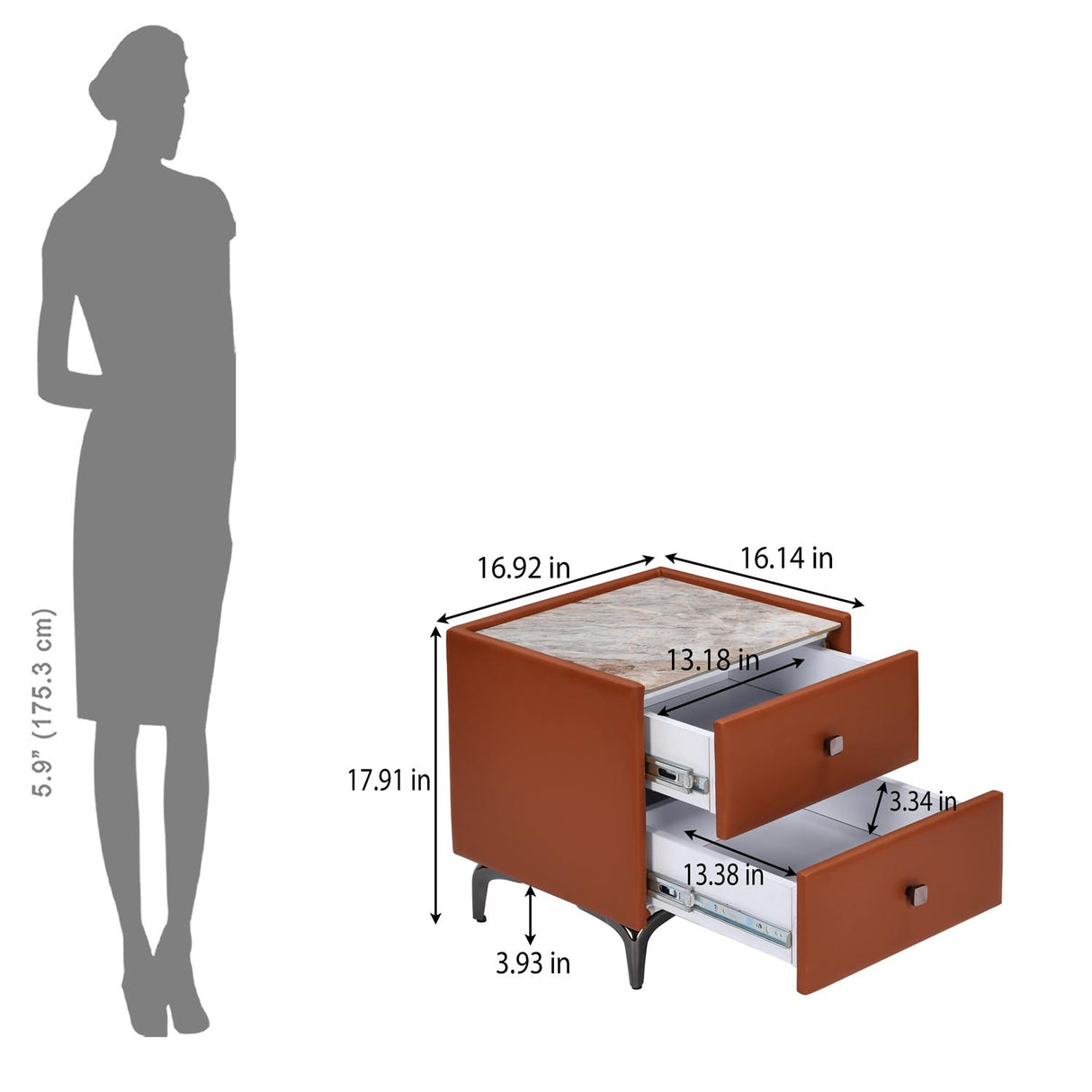 Lynn Upholstered Night Stand- Clay