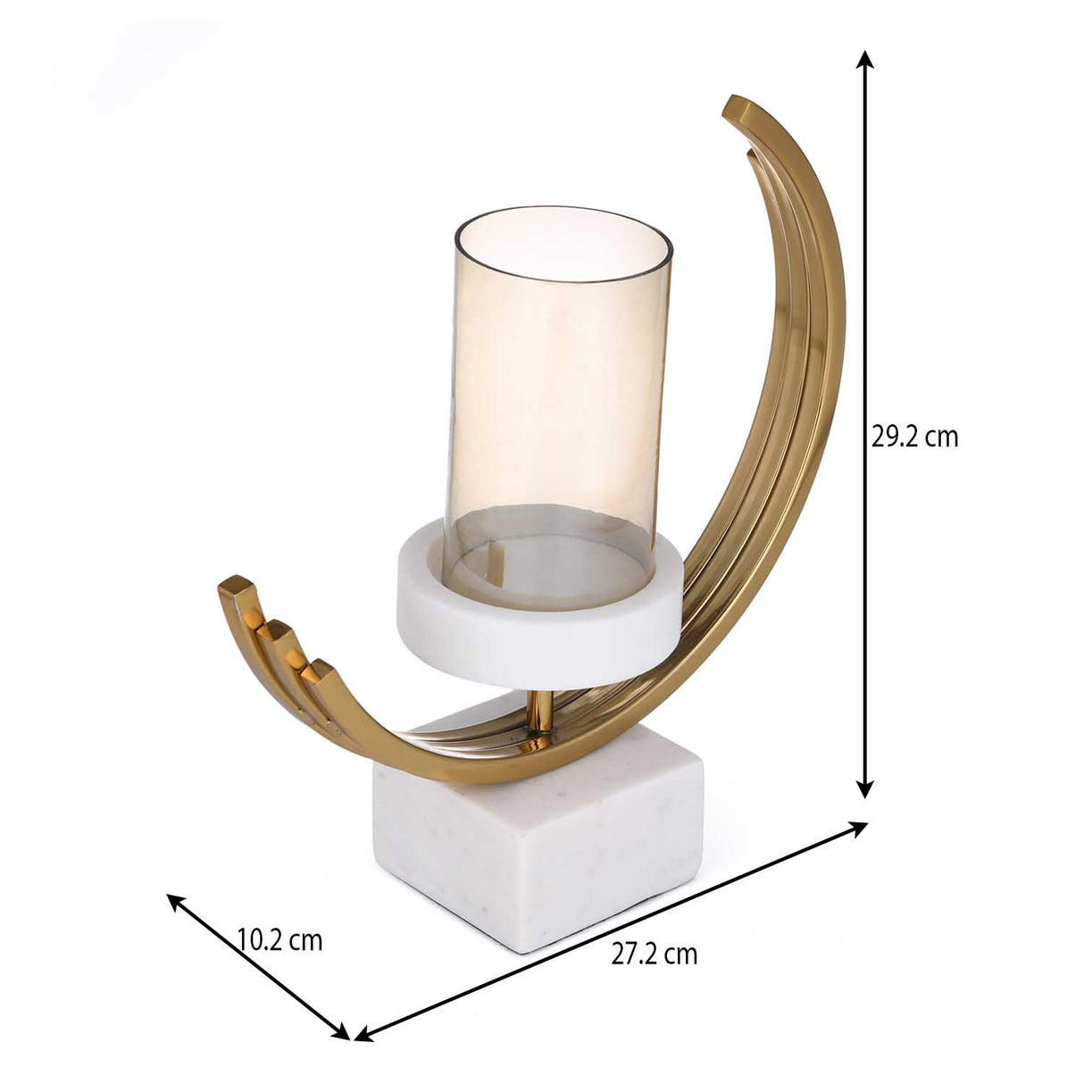 Decorative Arc Candle Holder- Gold & White