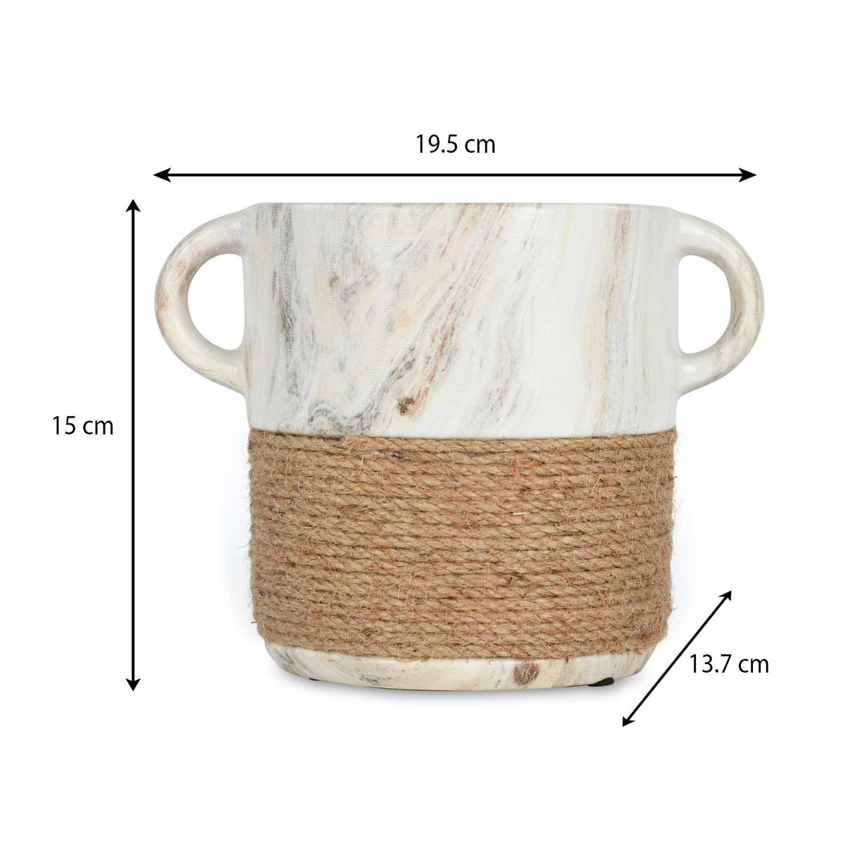 Dual Tone Ceramic Planter- White & Brown