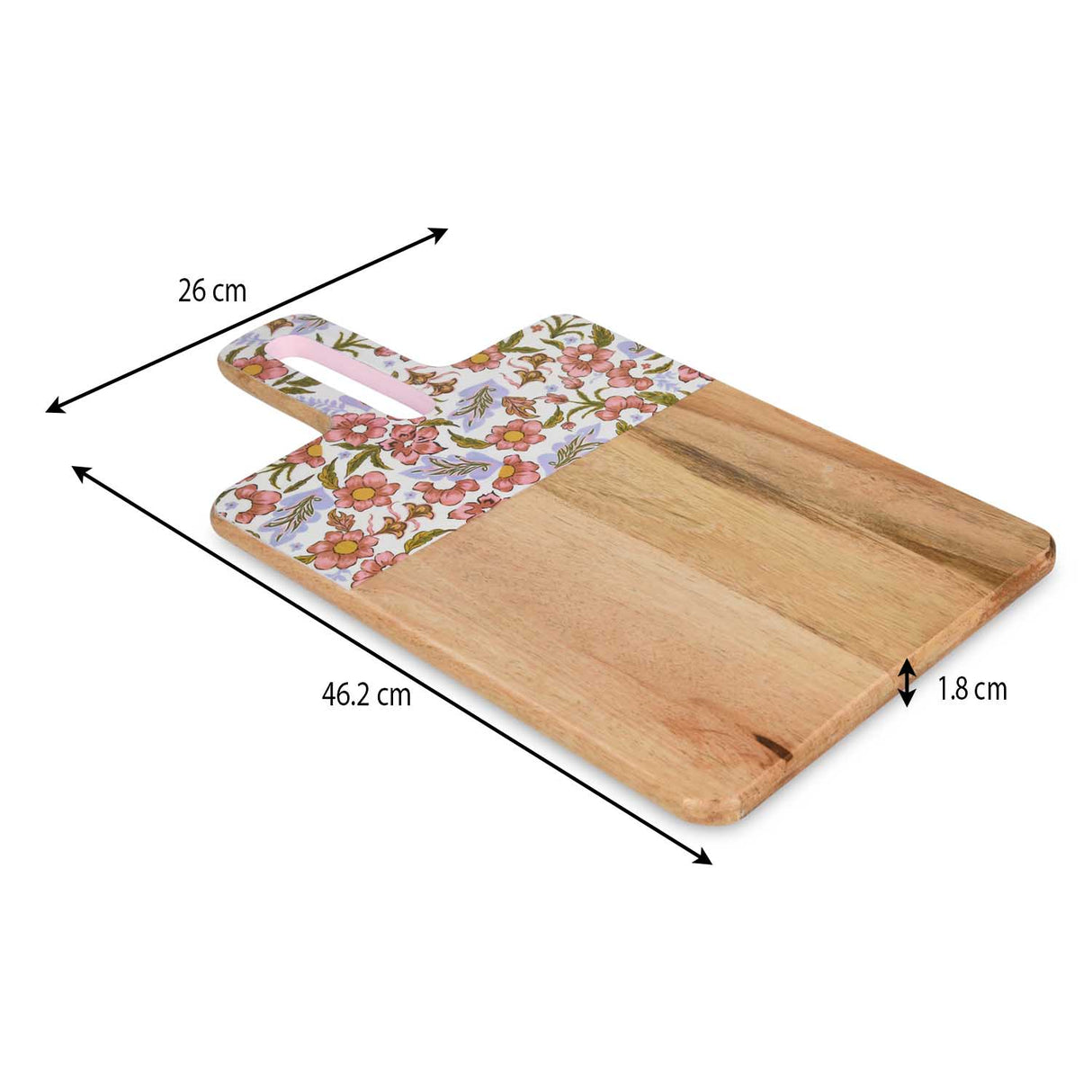 Wooden Serving Board with Handle- Pink
