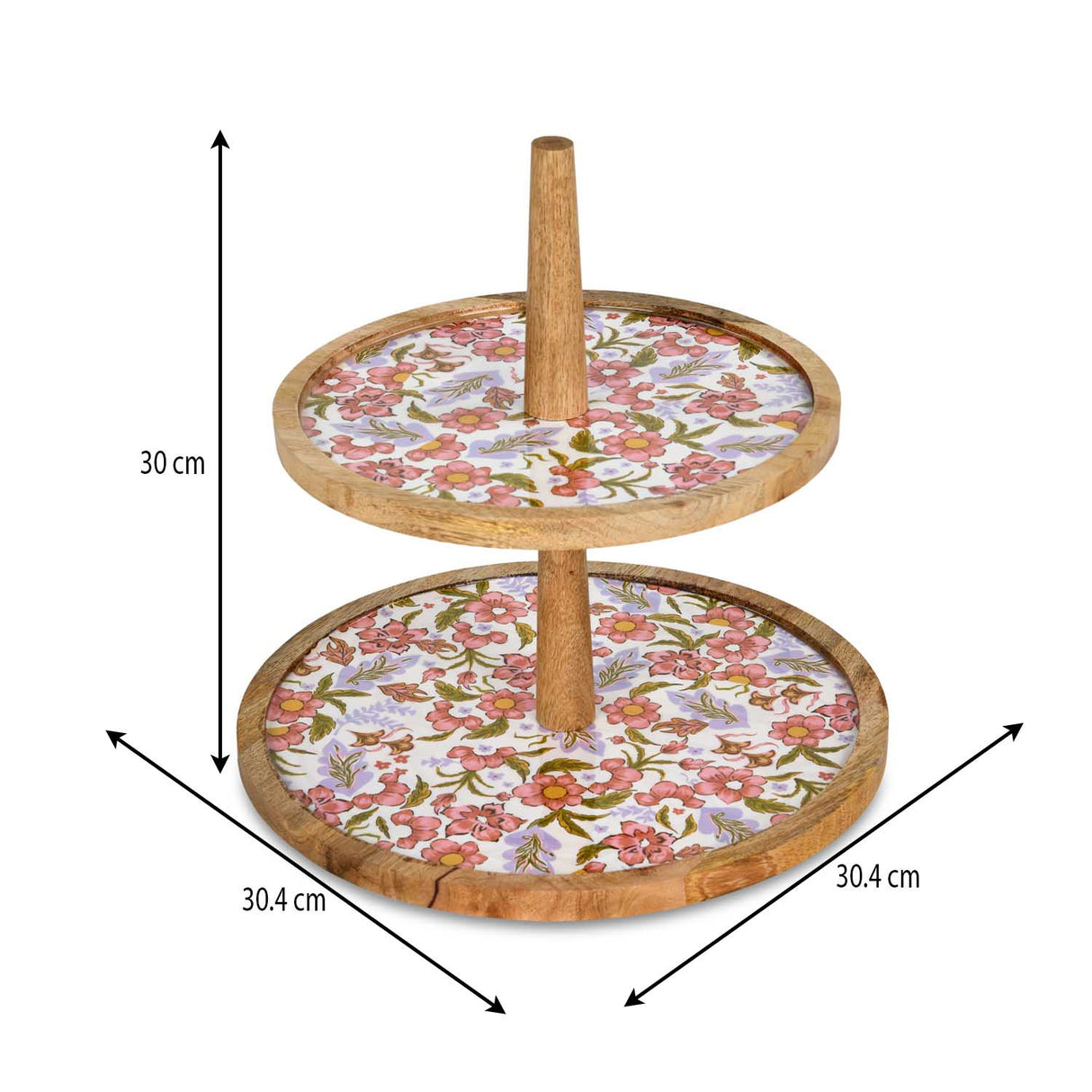 2 Tier Wooden Cake Stand- Pink