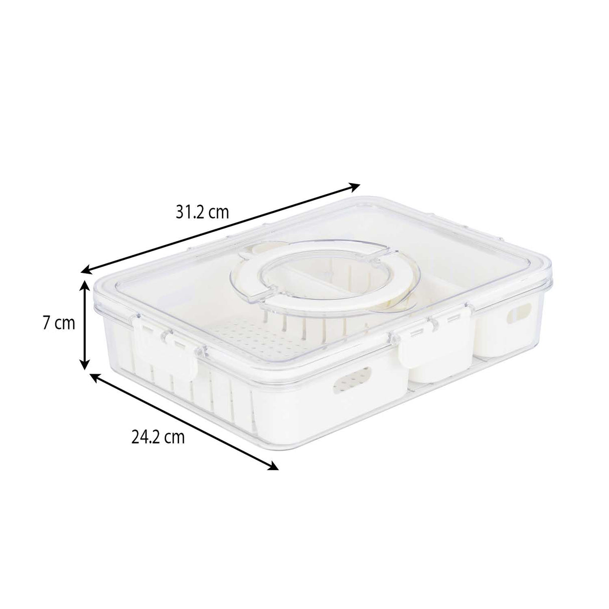 Rectangular 3 Compartment Storage Cannister with Handle- Cream