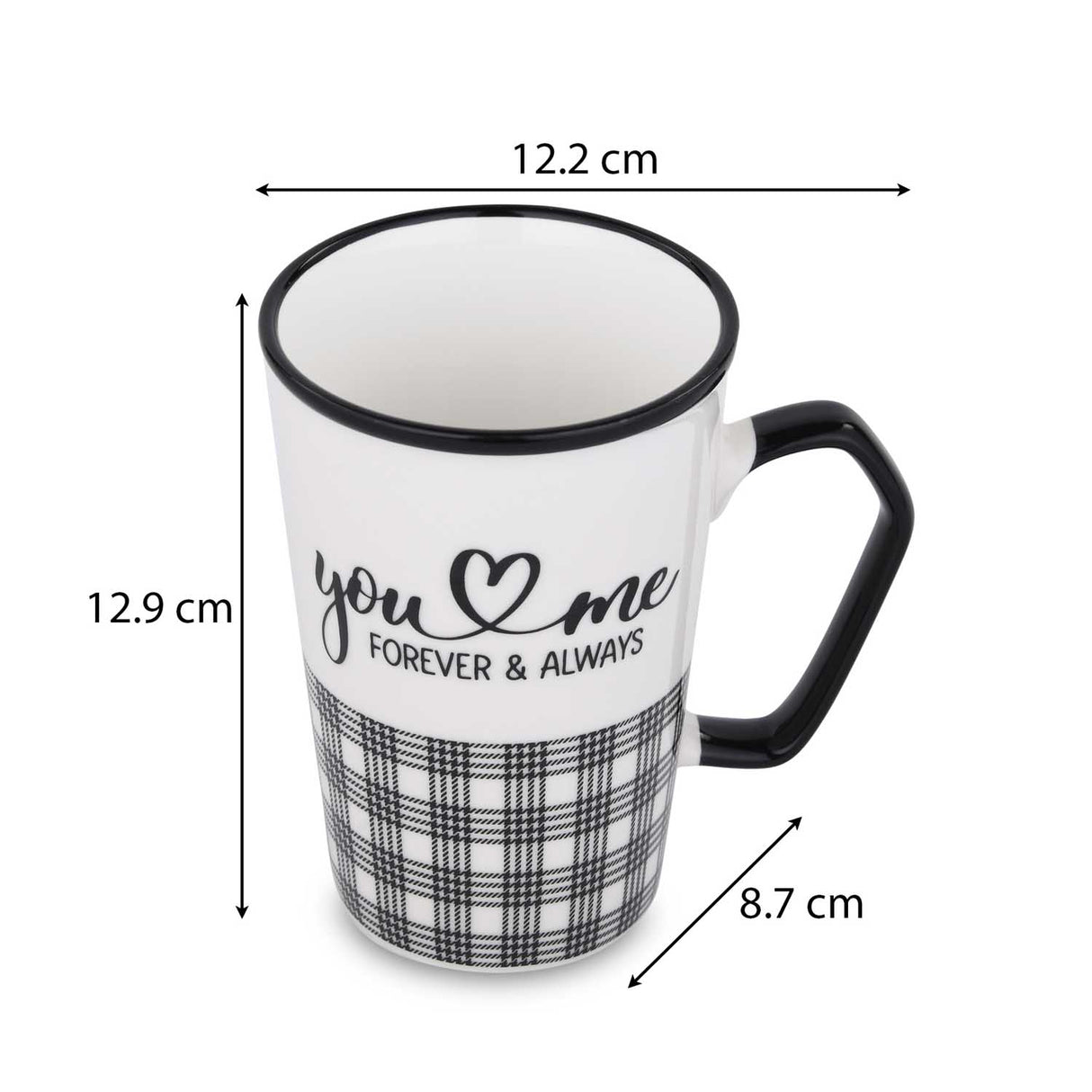 You & Me Printed 450 ml Ceramic Coffee Mug- Black & White