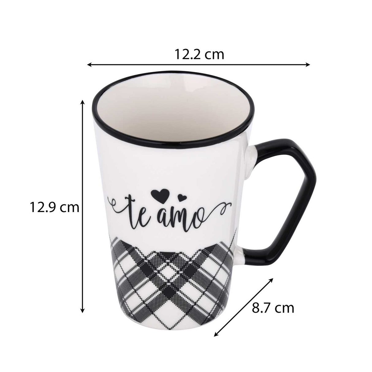 Te Amo Printed 450 ml Ceramic Coffee Mug- Black & White