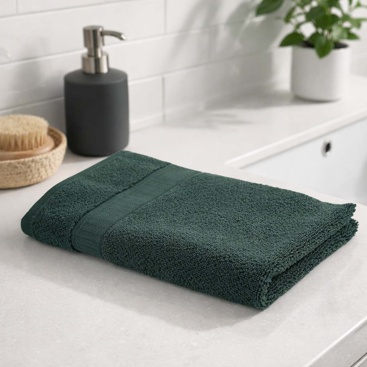 Cotton Zero Twist Hand Towel- Green