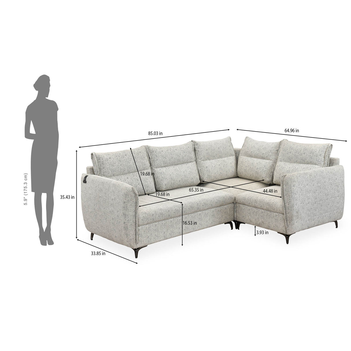 Infinia 2+1+1 Seater Fabric Sofa Set with Left Corner Sofa- Off White
