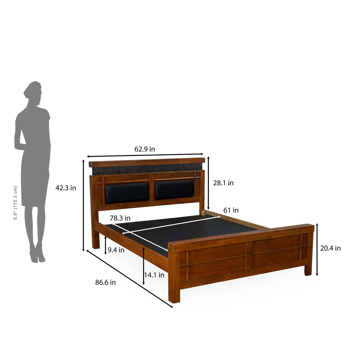 Autum Queen Bed Without Storage- Cappuccino