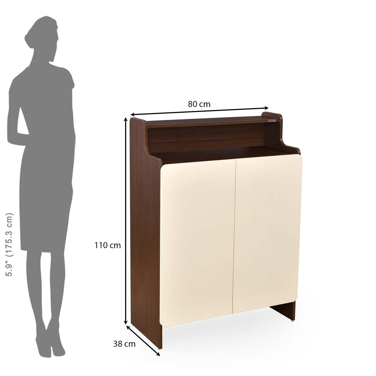 Benny 2 Door Shoe Cabinet- Legno Oak Dark & Ivory