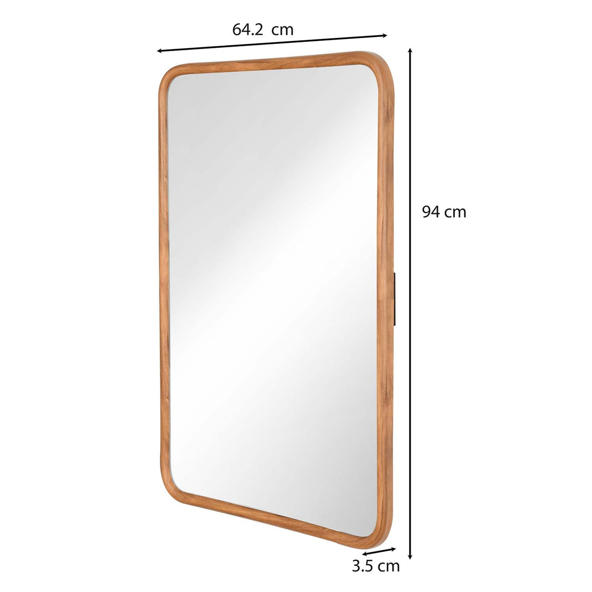 Rounded Edges Wall Mirror- Brown