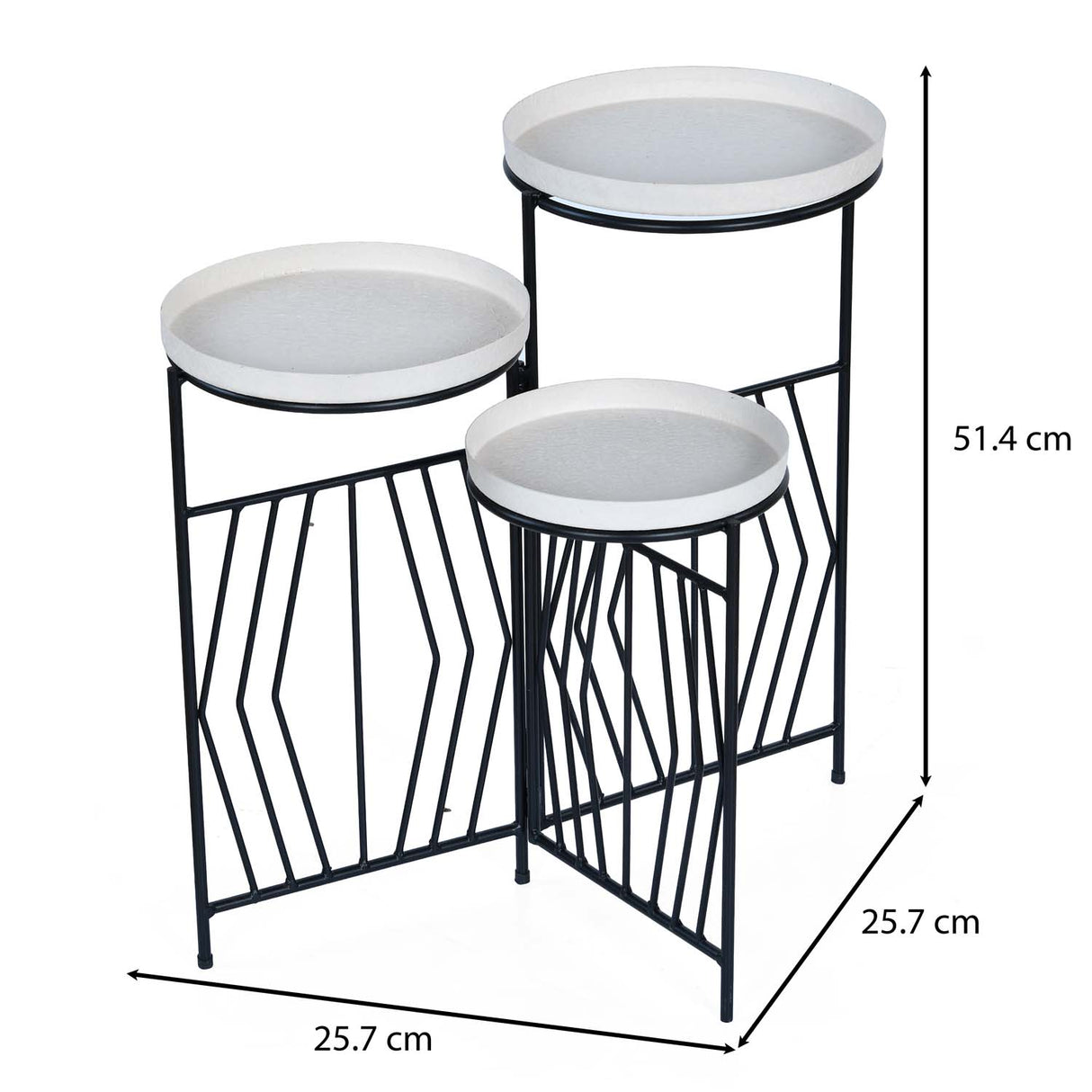 Nesting Iron Planter Stand- Ivory & Black