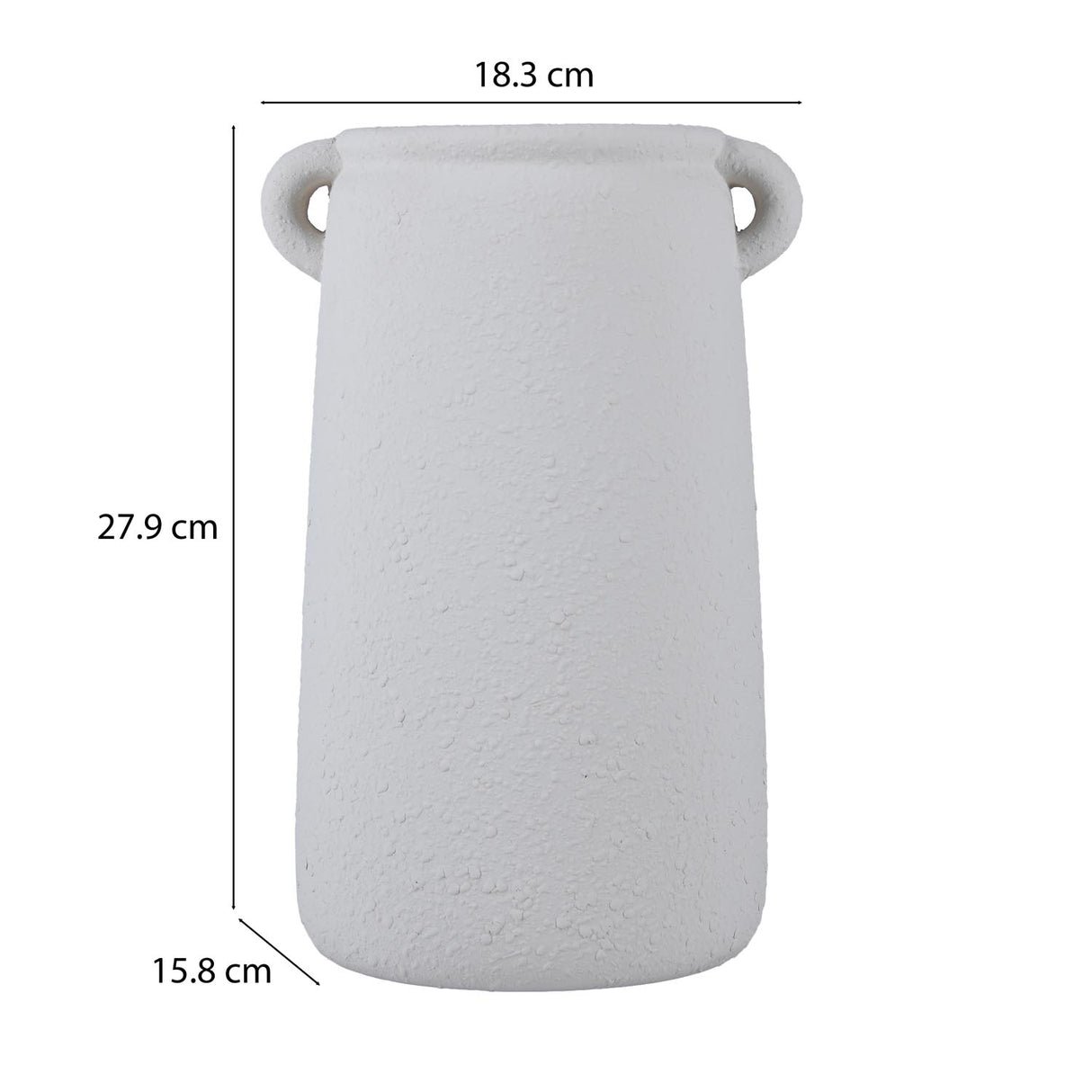 Decorative Trapeze Stoneware Vase Small- Beige