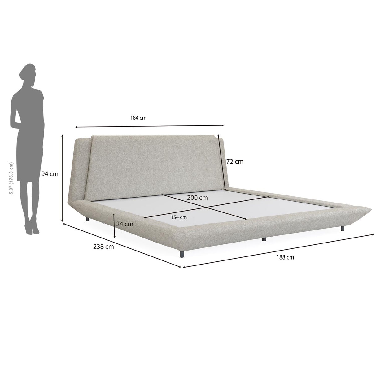 Jaslene Upholstered Queen Bed Without Storage- Beige