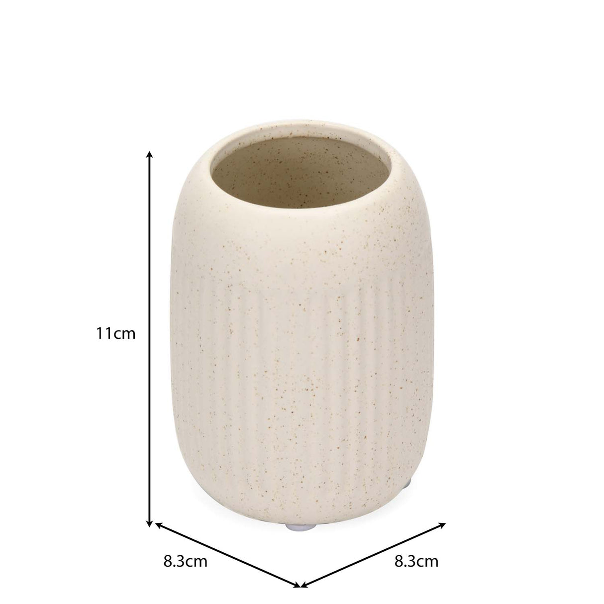 Ribbed Stoneware Bath Accessories Set of 3- Cream