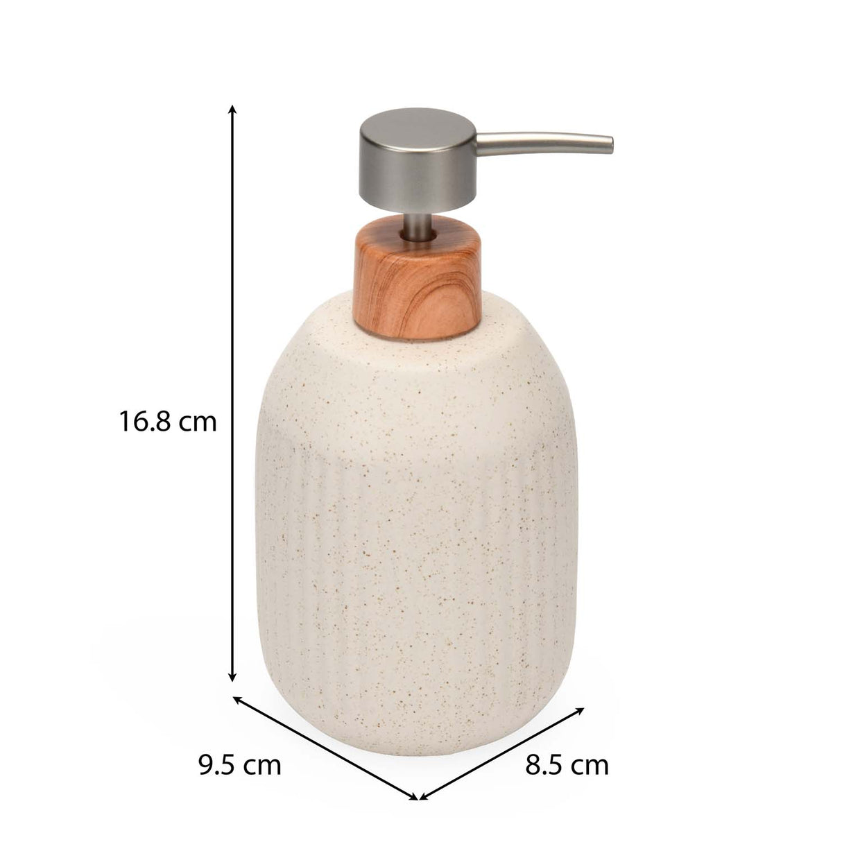 Ribbed Stoneware Bath Accessories Set of 3- Cream