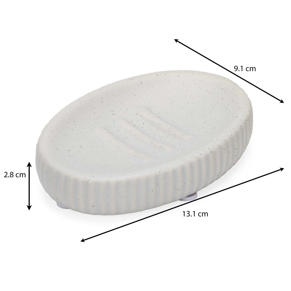 Ribbed Stoneware Bath Accessories Set of 3- Grey