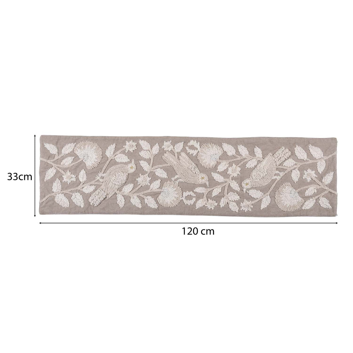 Decorative Embroidered Table Runner- Beige, 120 x 33 cm