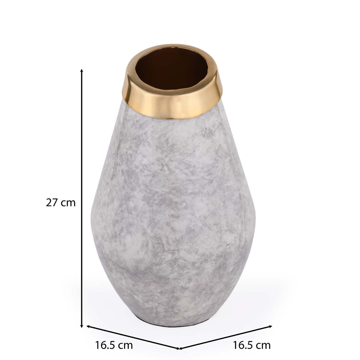 Bulb Shaped Metal Vase- White & Gold
