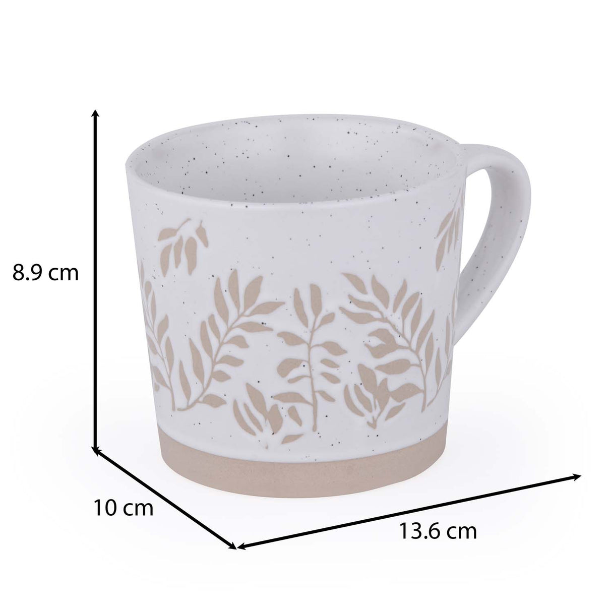Leaf Design 400 ml Ceramic Coffee Mug- Beige