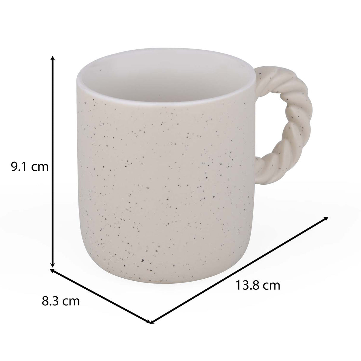 Speckled 350 ml Ceramic Coffee Mug with Rope Handle- Mint