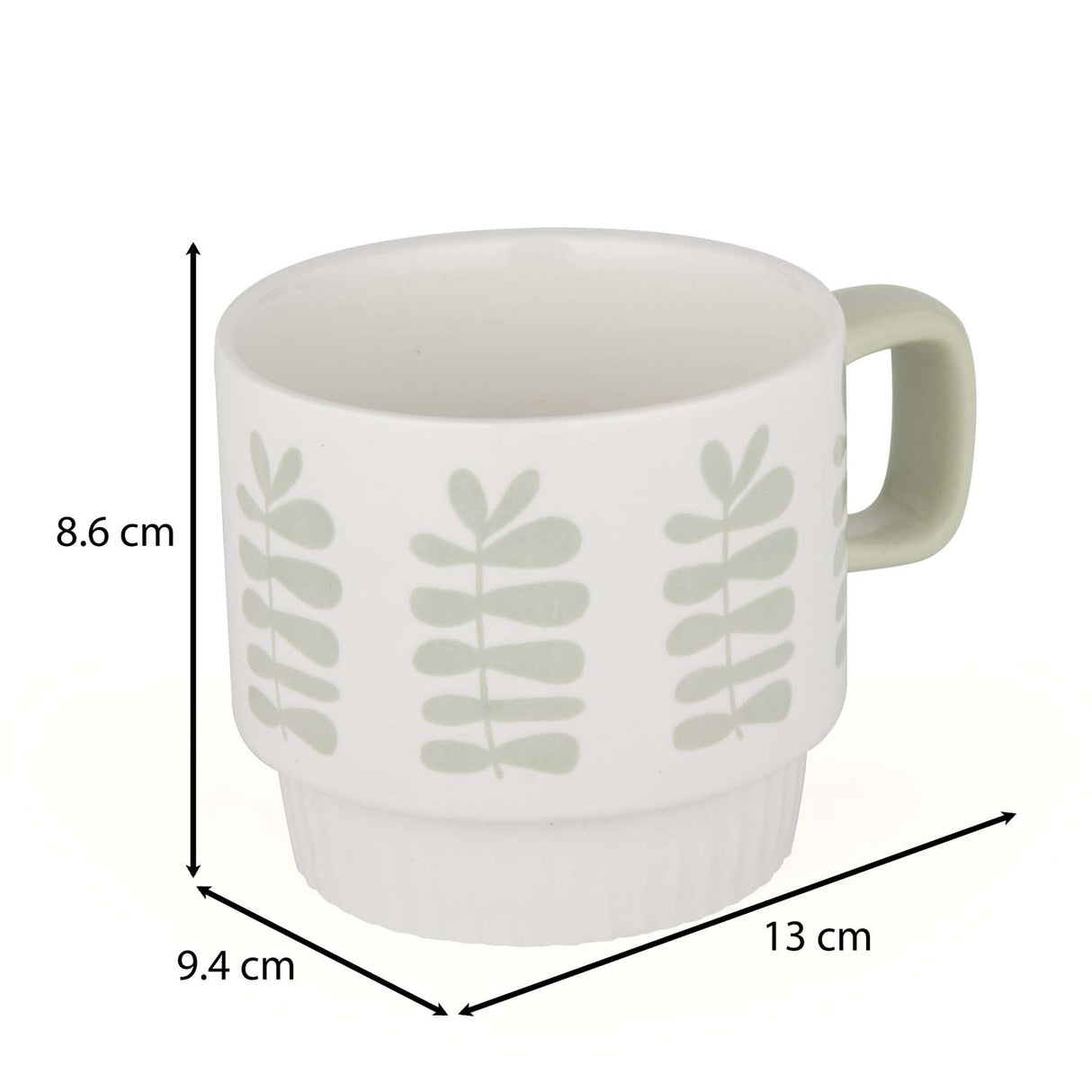 Botanical Design 380 ml Ceramic Coffee Mug- White