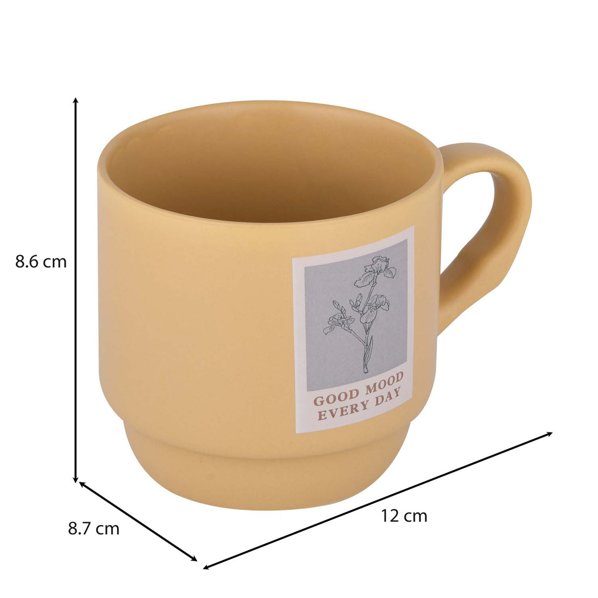 Good Mood Every Day Polaroid Printed 350 ml Ceramic Coffee Mug- Yellow