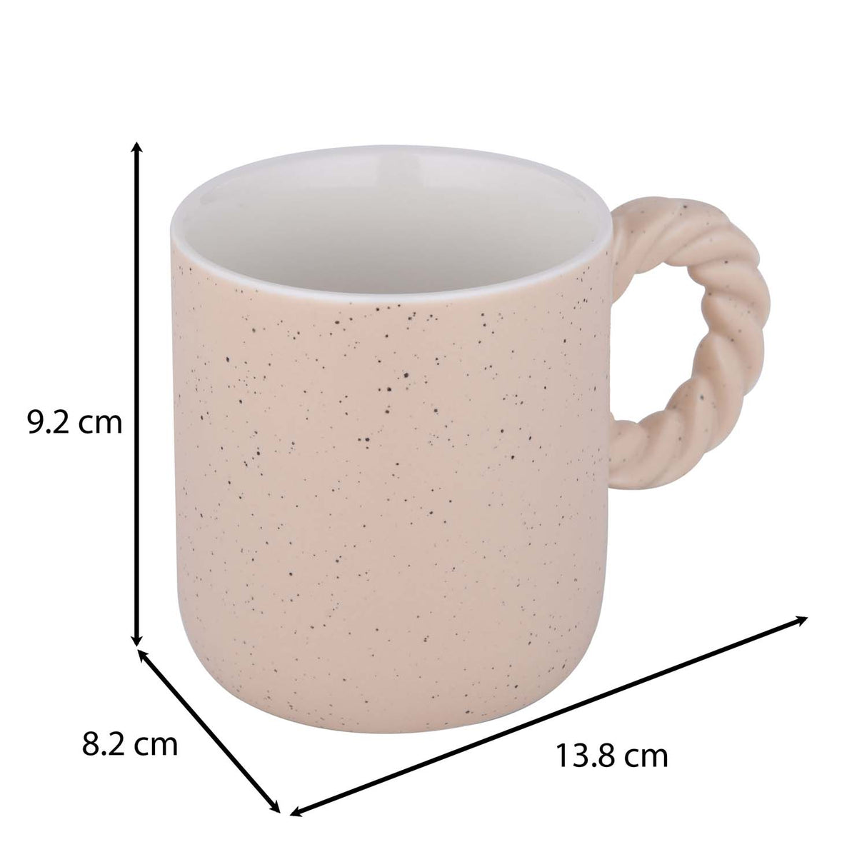 Speckled 350 ml Ceramic Coffee Mug with Rope Handle- Peach