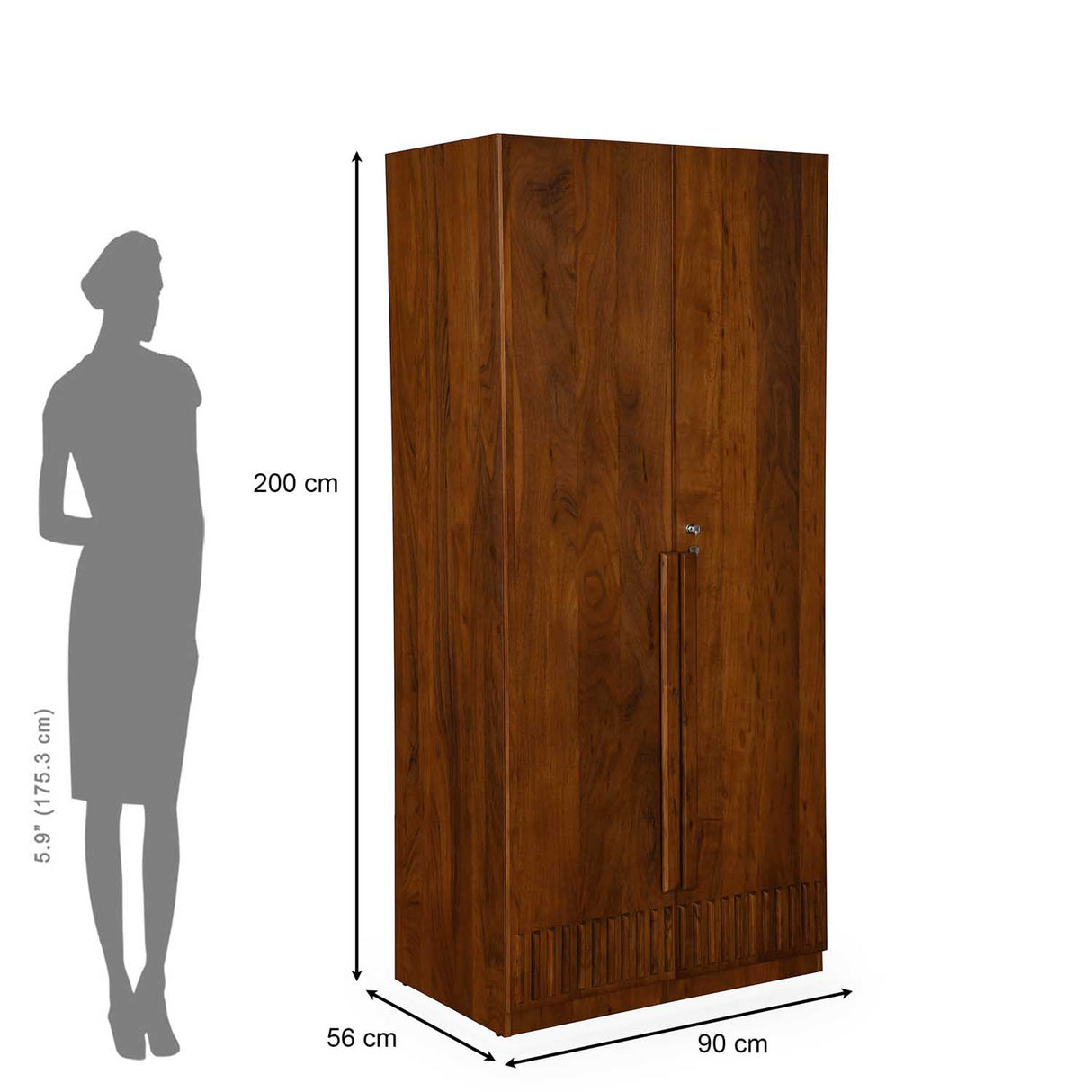 Linea 2 Door Wardrobe- Honey Walnut