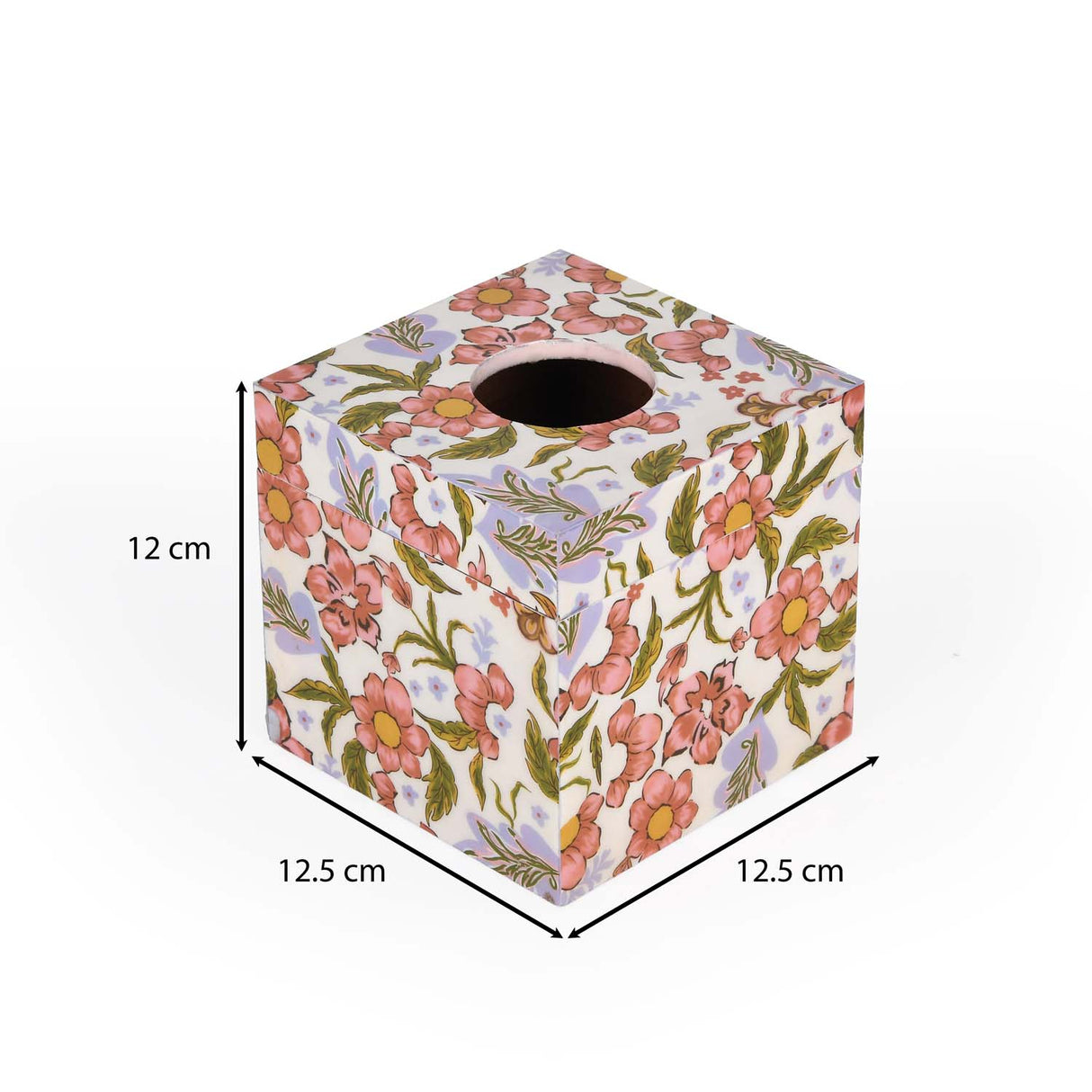 Square Wooden Tissue Box- Pink
