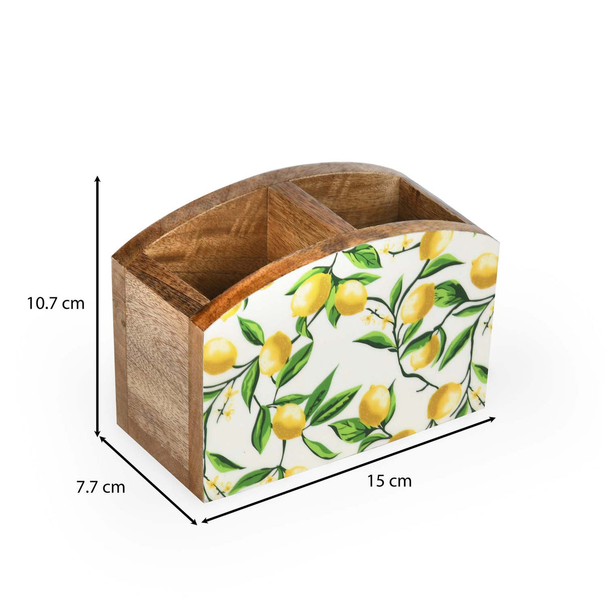 2 Compartments Wooden Organiser- Yellow