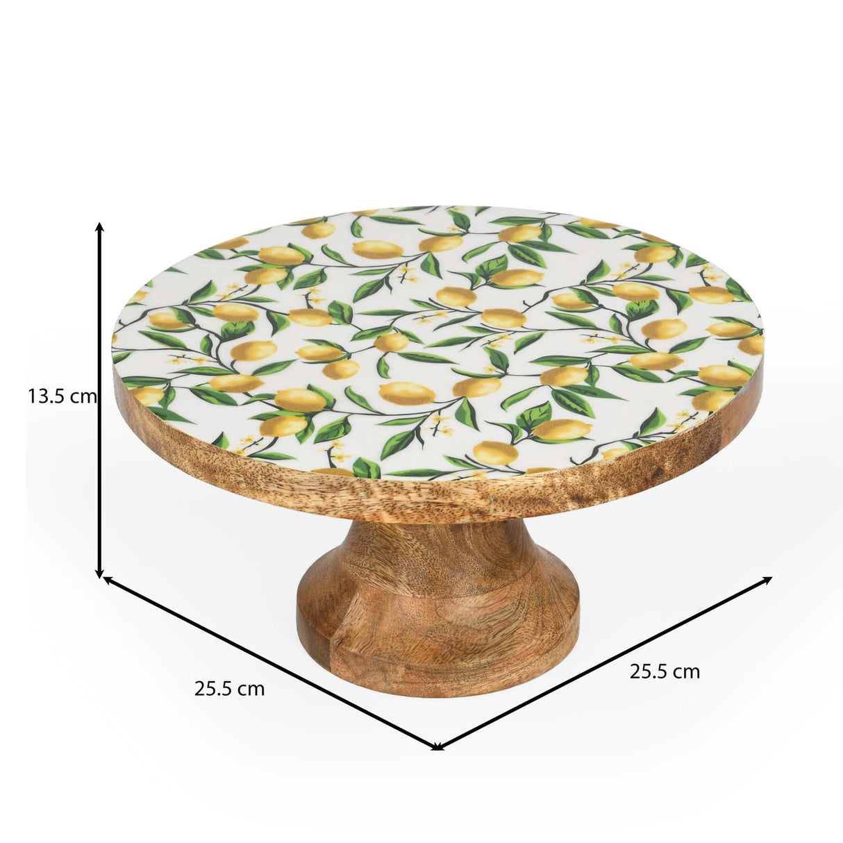 Lemon Lush Wooden Cake Stand with Base- Yellow