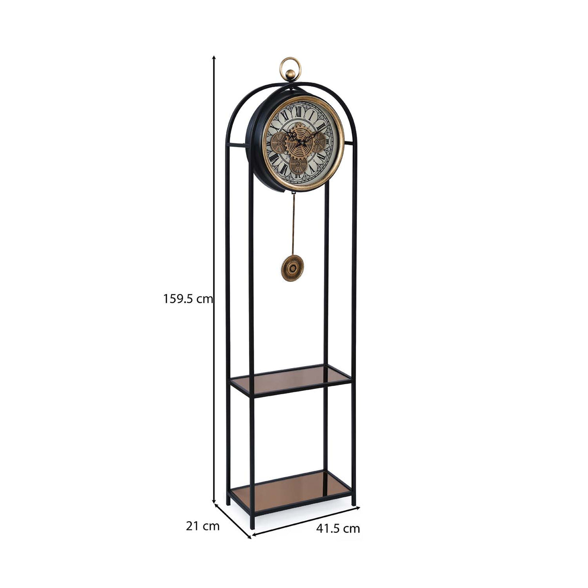 Grandfather Floor Clock- Black & Beige