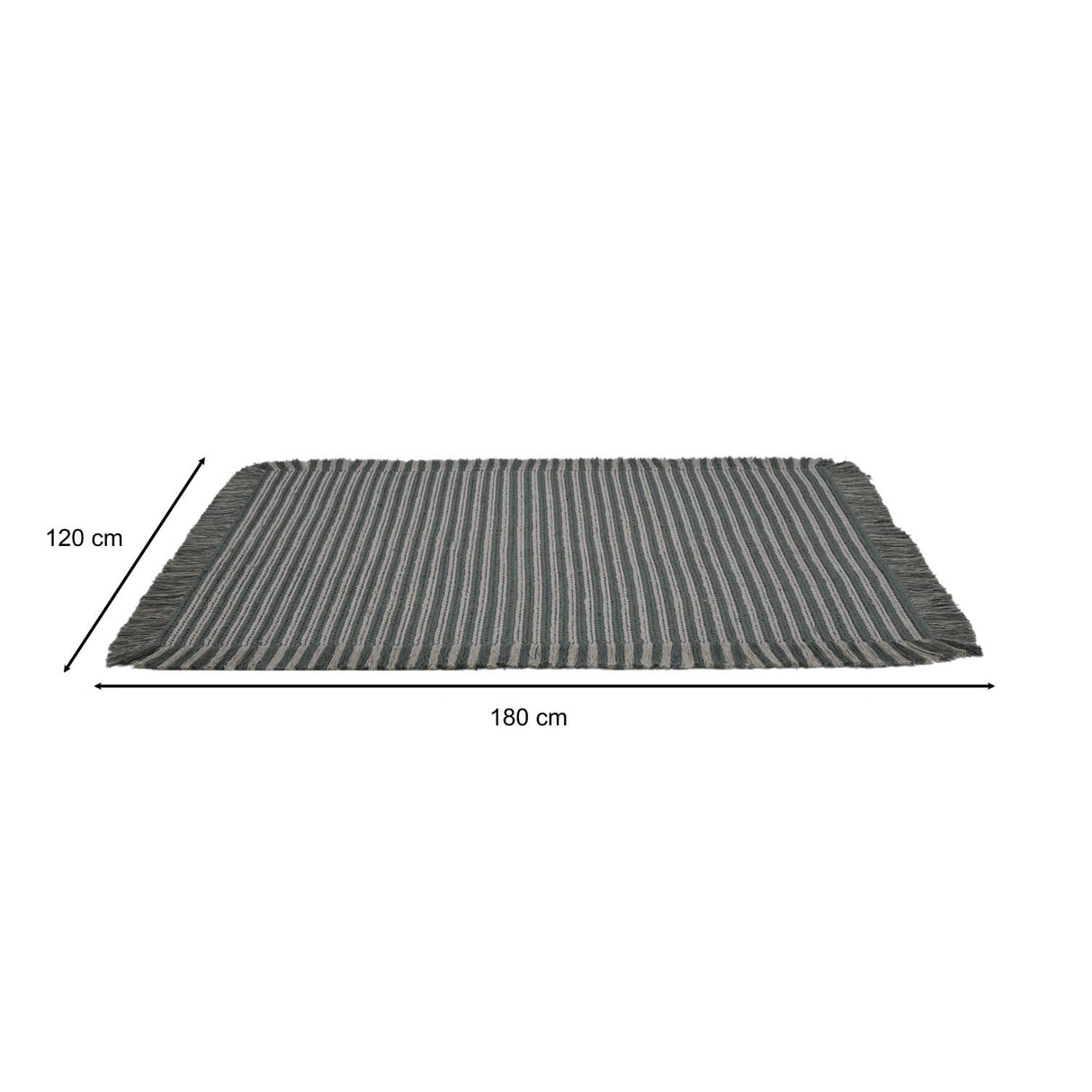 Dual Stripes Cotton 120 x 180 cm Rug- Green