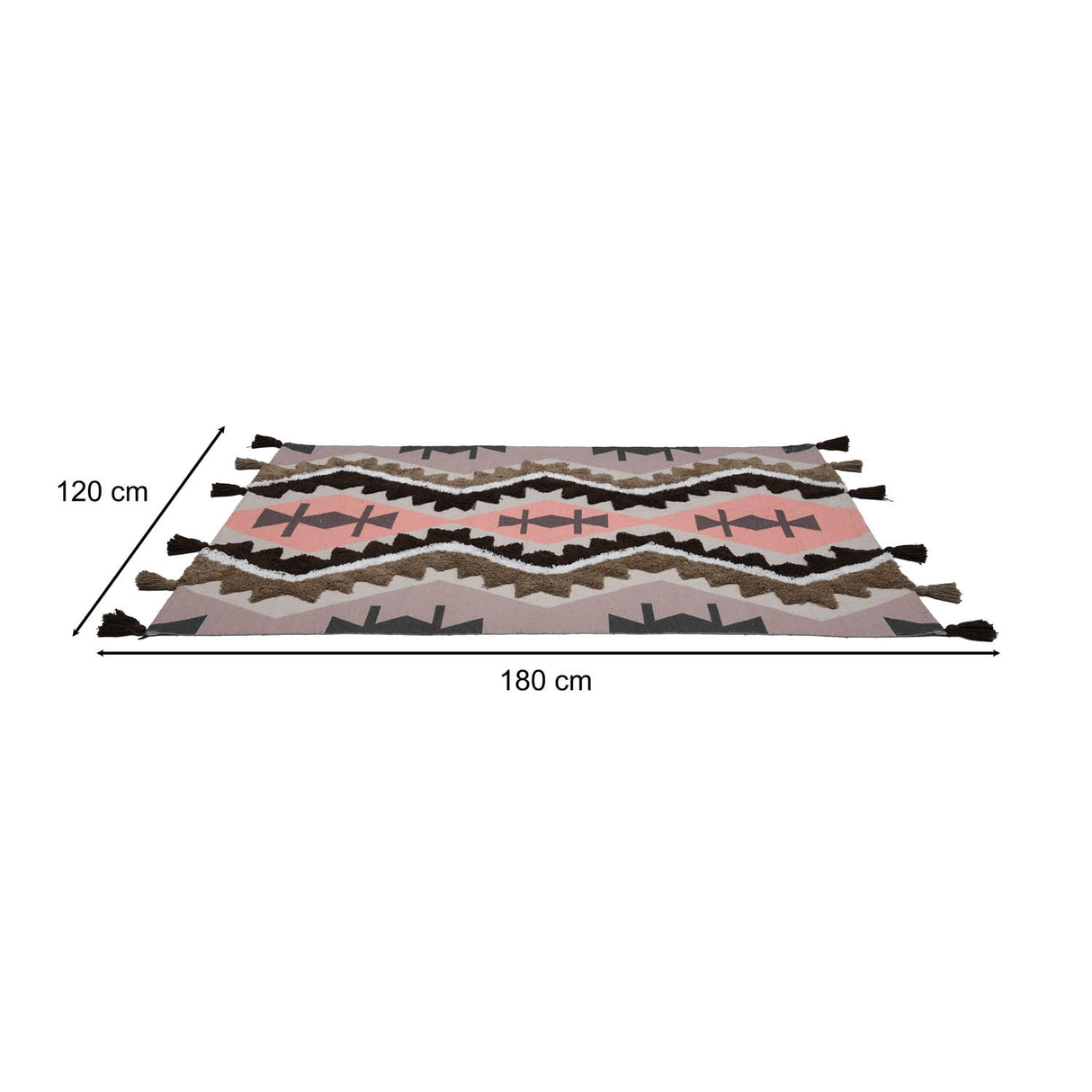 Zigzag Cotton 120 x 180 cm Rug- Brown & Peach