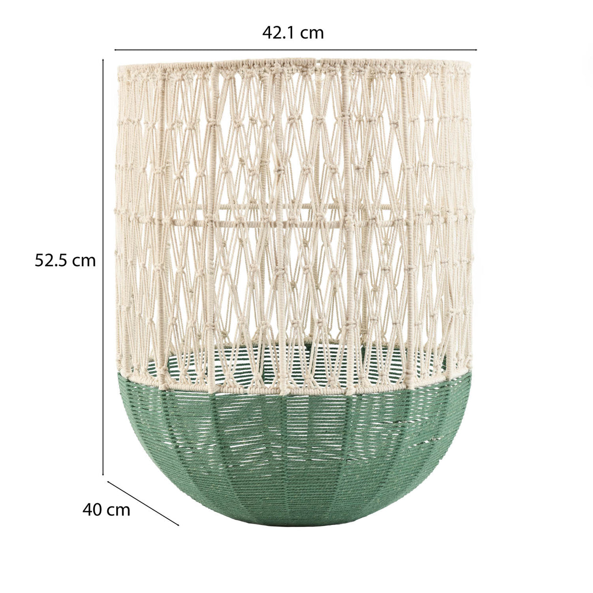 Metal and Cotton Laundry Bag- Green & Beige