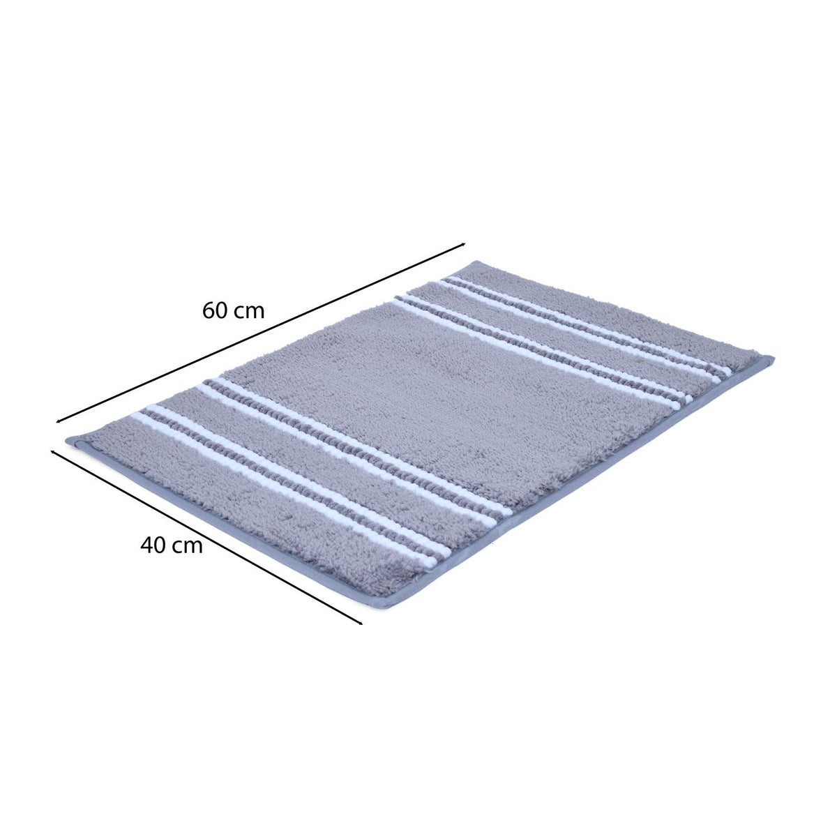 Dual Pattern Polyester 16" x 24" Bath Mat- Light Grey