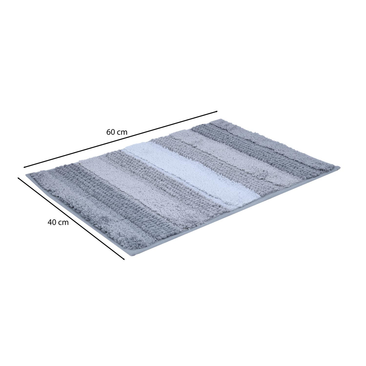 Dual Pattern Polyester 16" x 24" Bath Mat- Grey