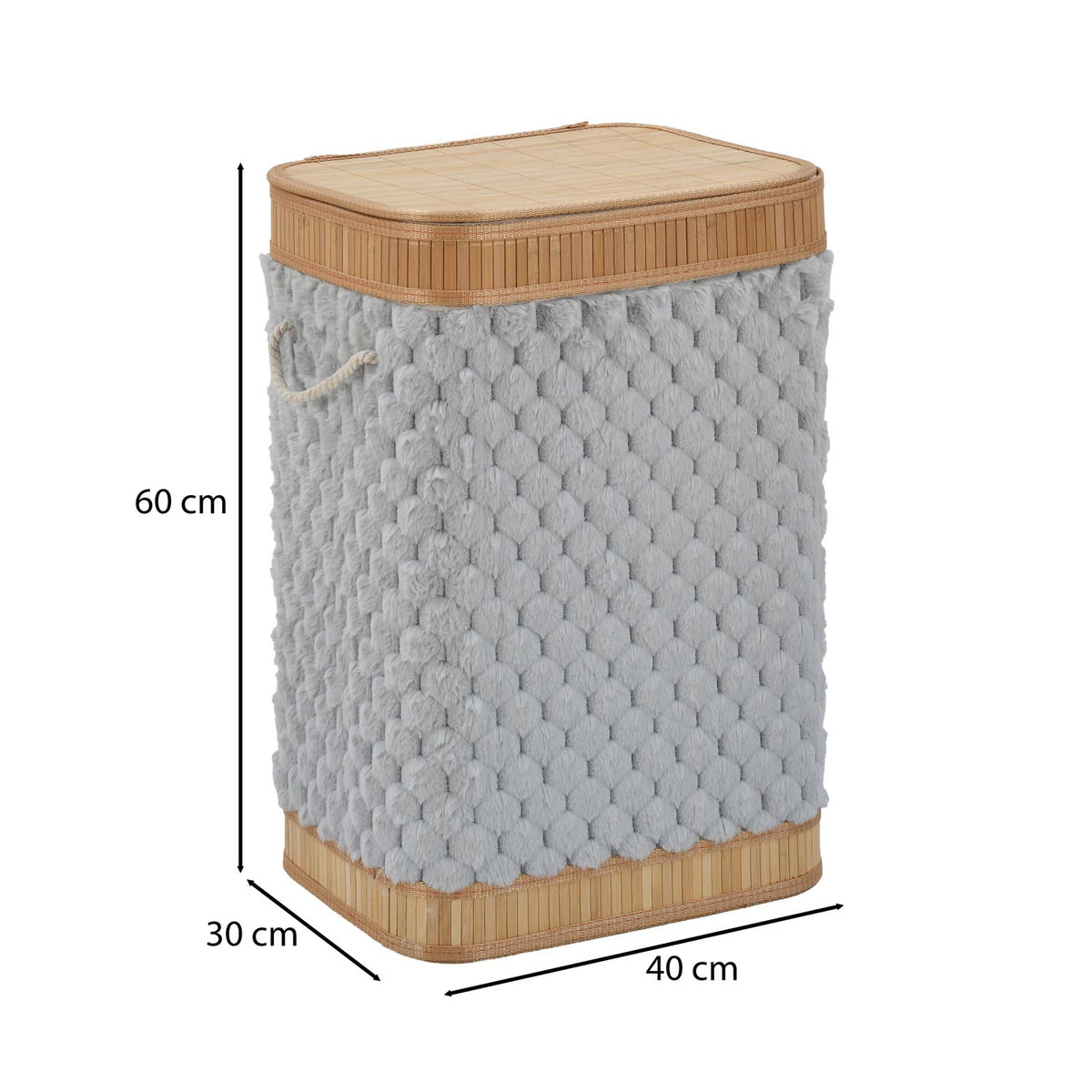 Diamond Pattern Bamboo and Polyester Laundry Bag Cover- Grey