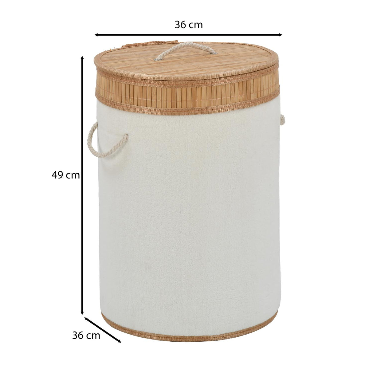 Plush Bamboo and Polyester Laundry Bag Cover- White