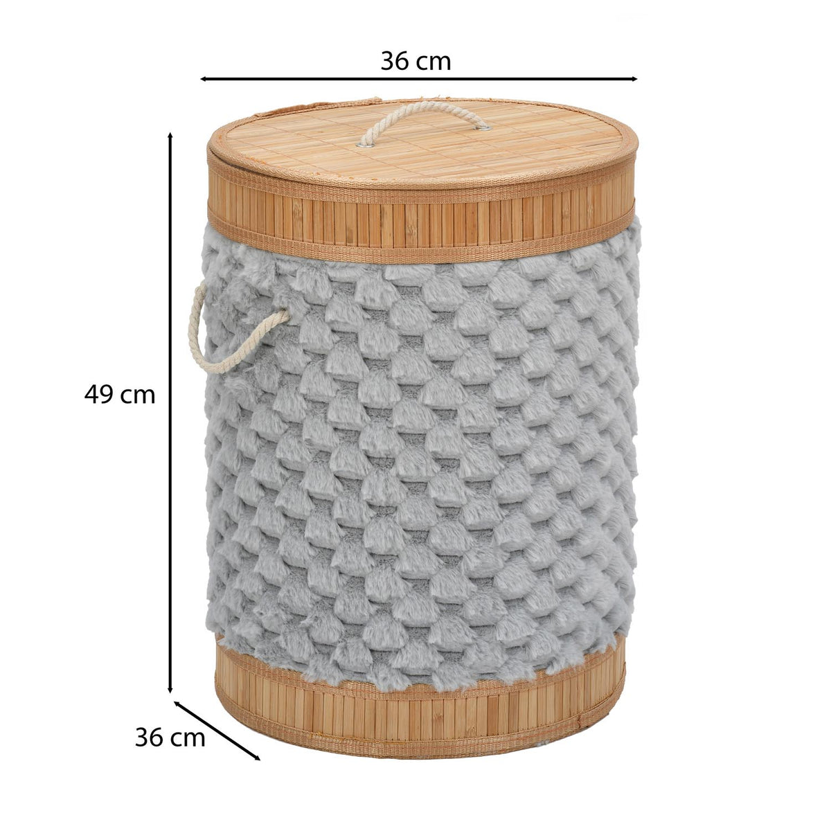 Diamond Pattern Bamboo and Polyester Laundry Bag Cover- Grey