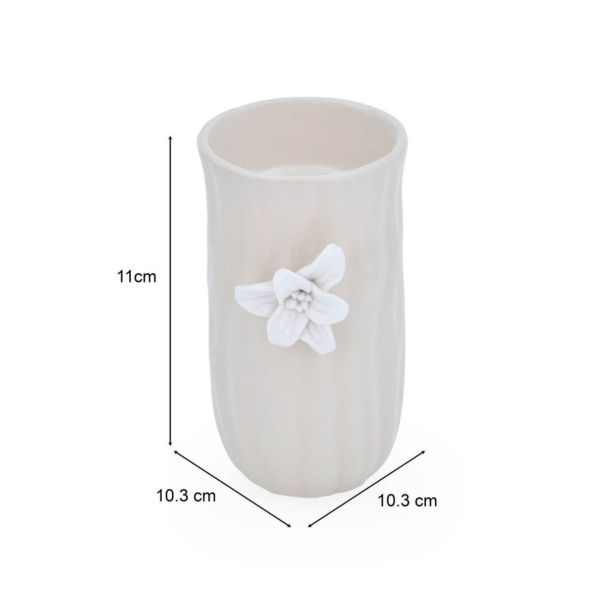 Elan Flora Oval Lily Candle Holder- Cream & White, Small