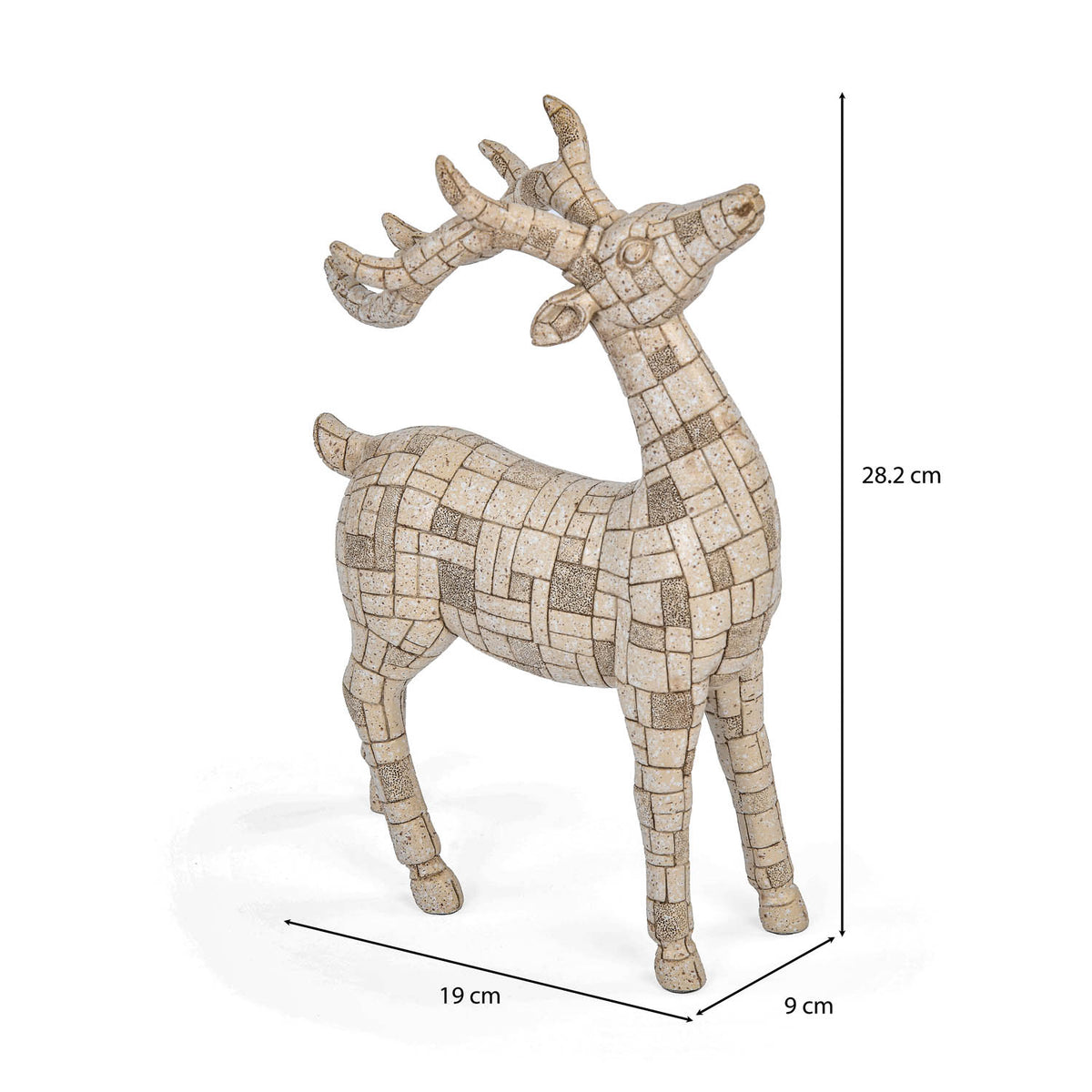 Urban Safari Wild Deer Mosaic Showpiece- Beige