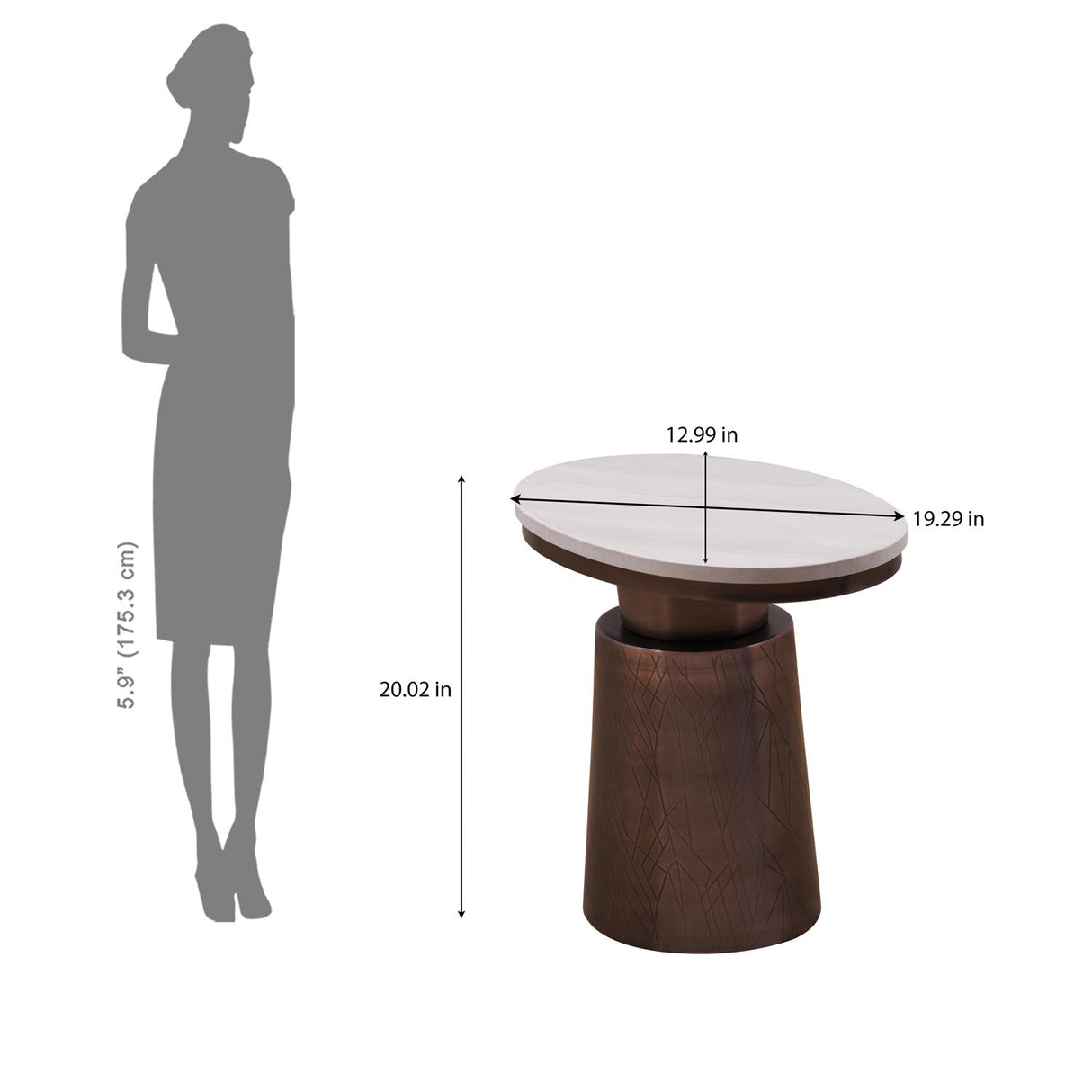 Mura Marble Top Side Table- Bronze
