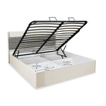 Nix Wooden Queen Bed with Hydraulic Storage- Beige