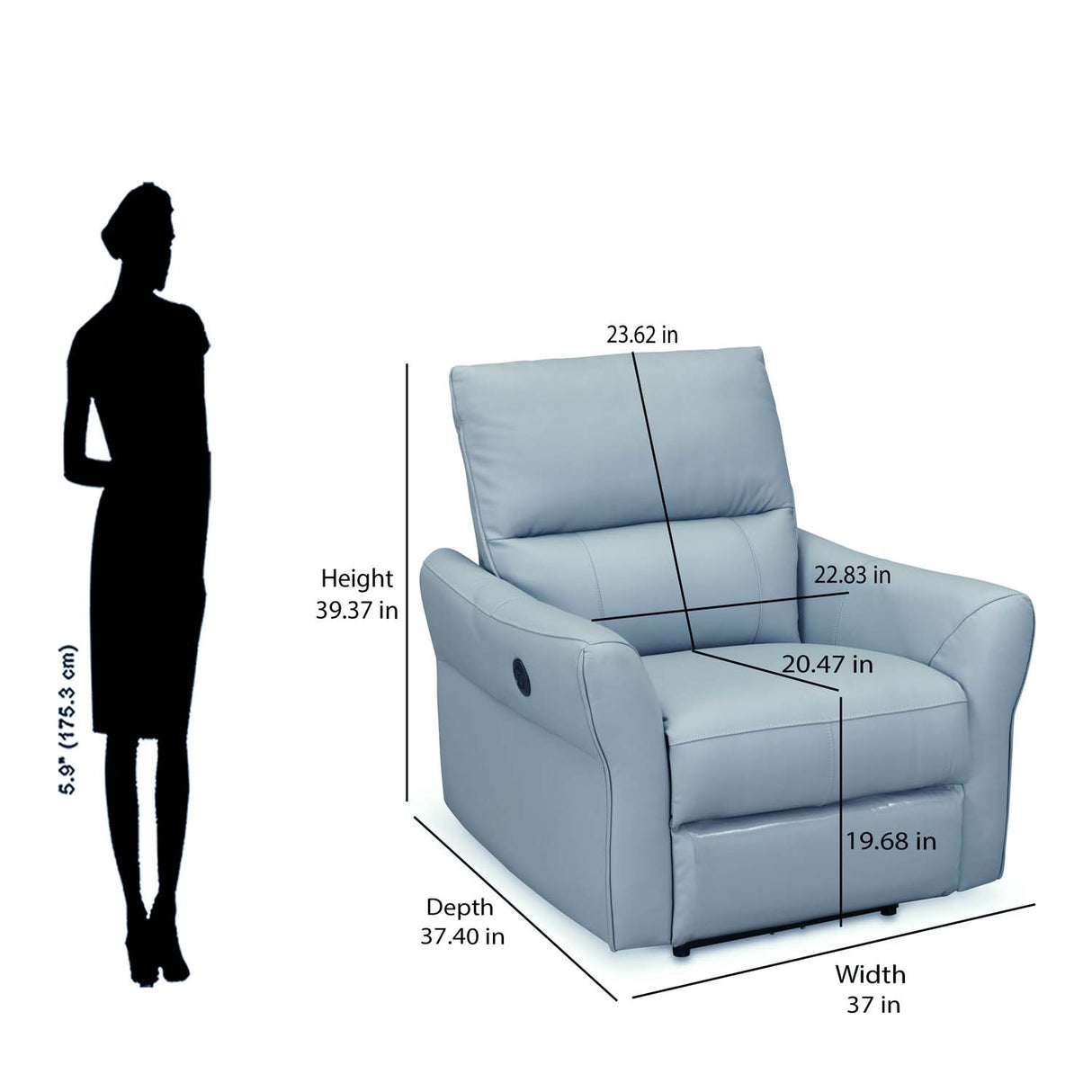 Skye 1 Seater Electric Recliner (Sky Blue)