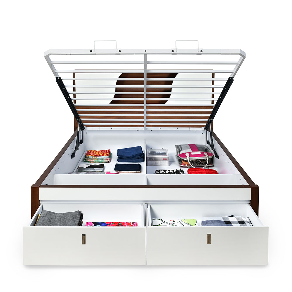 Malcom Premier Bed with Hydraulic Storage (White)