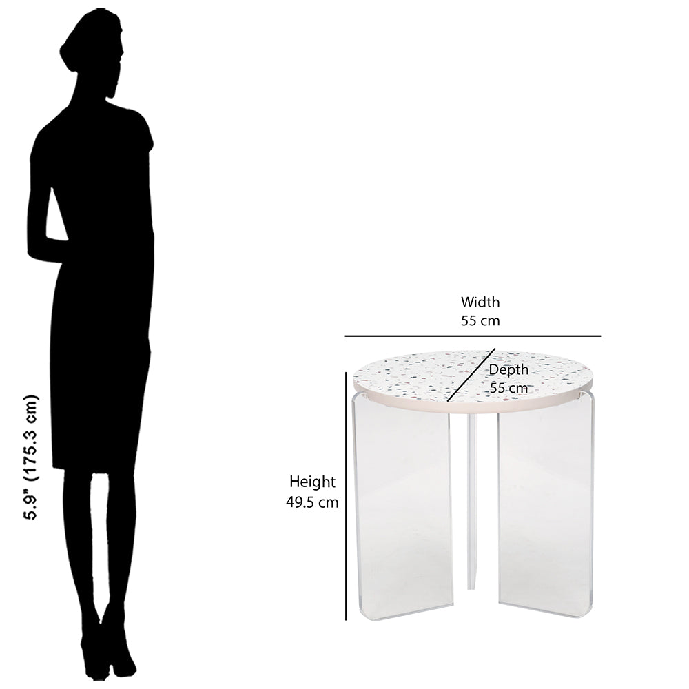 Maisy Acrylic Base Side Table (Cream)